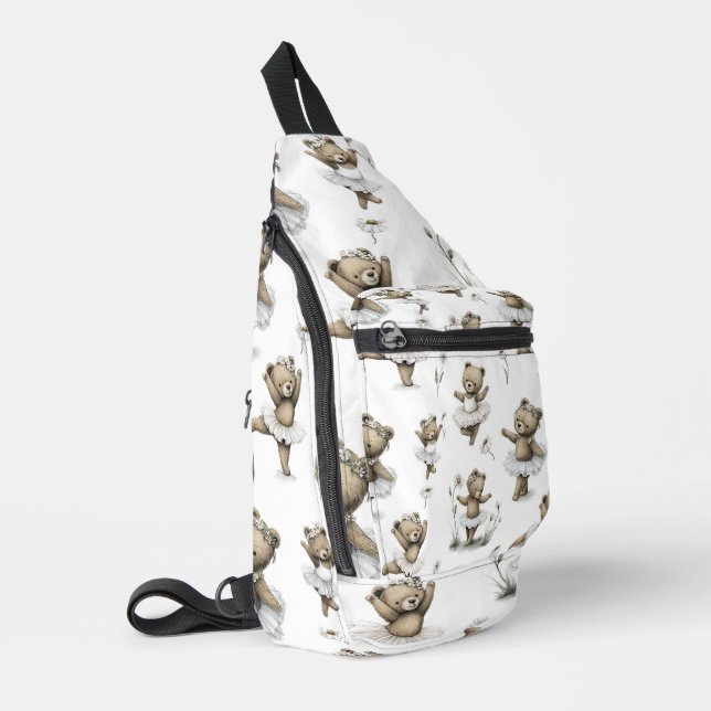 Bandolera Cute Watercolour Ballerina Bear Design in tutus (Esquina izquierda)
