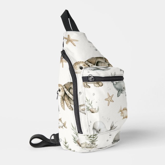 Bandolera Cute Watercolour Ocean Baby Animals  (Esquina izquierda)