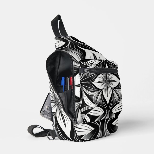 Bandolera Deco de lujo negro y blanco (Abierto)