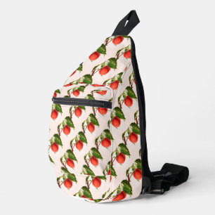 Bandolera Delicioso melocotón en un ilustracion de ramificac