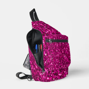 Bandolera Destellos de purpurina falsos rosa caliente