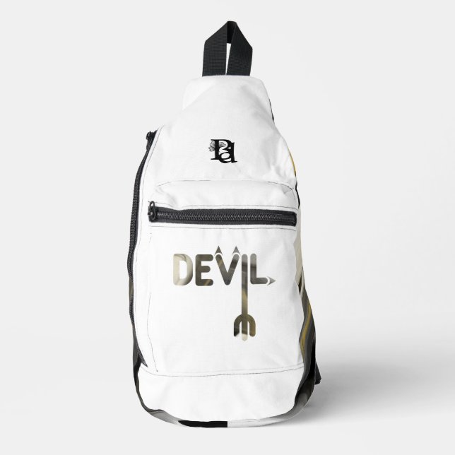 Bandolera DEVIL White Sling Bag Trend Resumen Oro Negro (Anverso)
