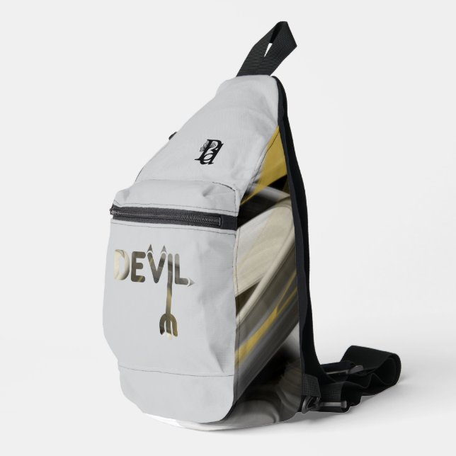 Bandolera DEVIL White Sling Bag Trend Resumen Oro Negro (Esquina derecha)