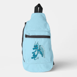 Bandolera dibujo animado de dragón azul