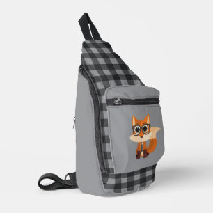 Bandolera Dibujo animado de zorro lindo y nerd, animal kawai