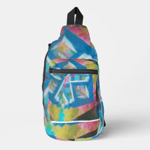 Bandolera Dibujo de formas cuadradas azules