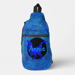 Bandolera Dinosaurio Azul Personalizado