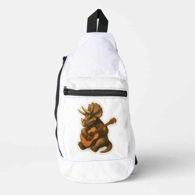 Bandolera Dinosaurio tocando guitarra (Anverso)