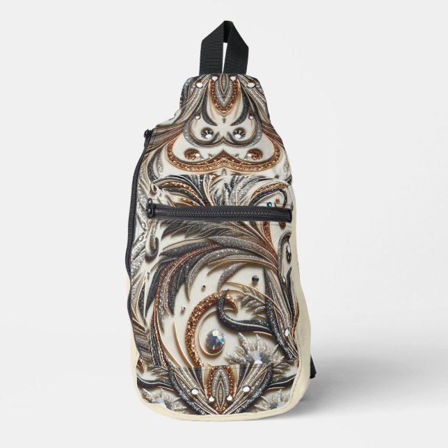 Bandolera Diseño barroco glamuroso con piedras de Purpurina  (Anverso)