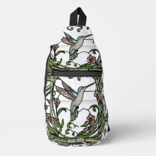 Bandolera Diseño de arte en vidrio teñido de colibrí elegant