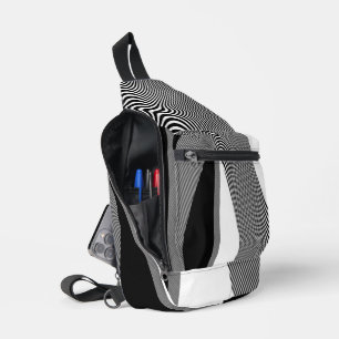 Bandolera Diseño de arte op en negro y blanco,