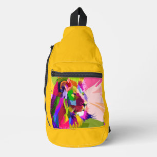 Bandolera Diseño de arte pop prismático colorido de león-625