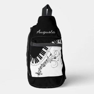 Bandolera Diseño de música para teclado de piano con nombre