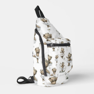 Bandolera Diseño de oso bailarín de acuarela adorable con tu