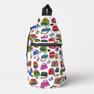 Bandolera Diseño de patrones de arte de maleta ilustrada div