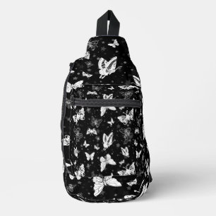 Bandolera Diseño del patrón de Ilustracion de mariposa blanc