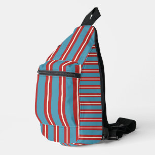 Bandolera Diseño moderno con patrón de rayas rojas y azules