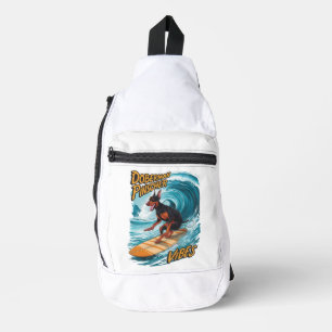 Bandolera Doberman Pinscher Surfer Riding Tropical Wave