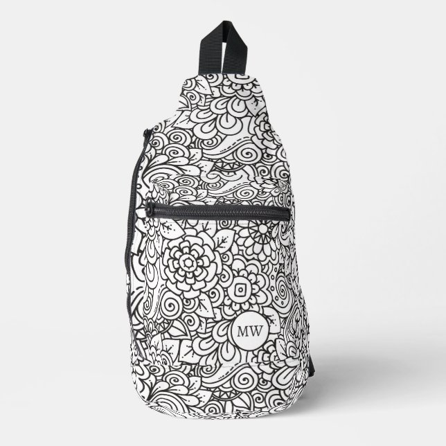 Bandolera Doodle Floral Retro (Anverso)