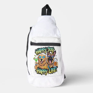 Bandolera Dos perros bebiendo cerveza y llevando gafas de so