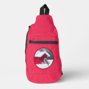 Bandolera Downy Woodpecker en el alimentador rojo original d