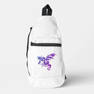 Bandolera Dragón morado volador contra blanco