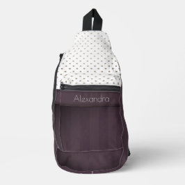 Bandolera Dusty Plum y Tawny Polka Dot Design con nombre