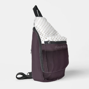 Bandolera Dusty Plum y Tawny Polka Dot Design con nombre