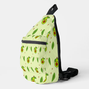 Bandolera El aguacate cute kawaii sobre el verde