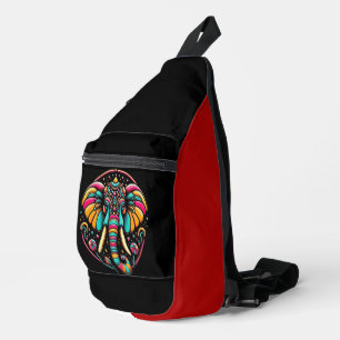Bandolera Elefante Majestuoso Con Pintura De Cara Vibrante