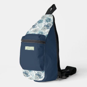 Bandolera Elegant Monogram Blue Water Lily and Lotus