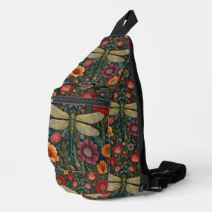 Bandolera Elegante arte nuevo otoñal floral Libélula