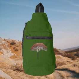 Bandolera Elegante diseño de árbol de río en un verde inteli