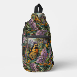 Bandolera Elegante jardín de flores silvestres pastel con ma