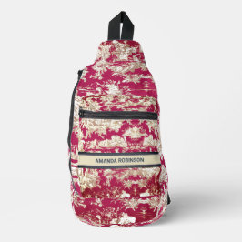 Bandolera Elegante monograma de laca roja vintage toile de j