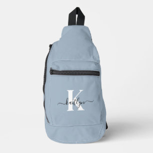 Bandolera Elegante Monograma de Letra en Azul Polvo