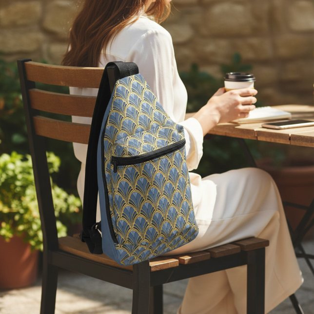 Bandolera Elegante patrón Art Decó de Oro Azul (Subido por el creador)