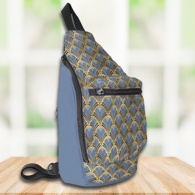 Bandolera Elegante patrón Art Decó de Oro Azul (Subido por el creador)