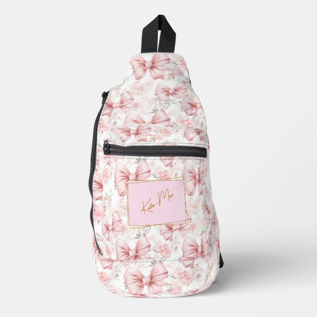 Bandolera Elegante Whimsical Personalizado Coquette Bow (Anverso)