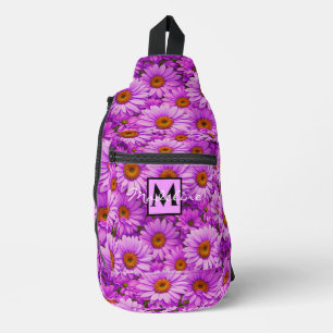 Bandolera Elegantes daisias florales de magenta rosa oscuro