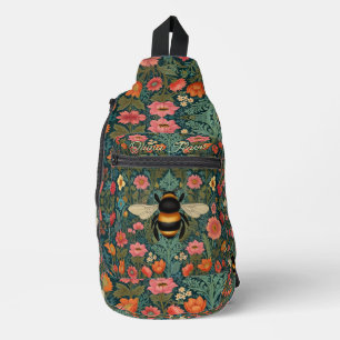 Bandolera Elegantes florales boho retro abeja primavera