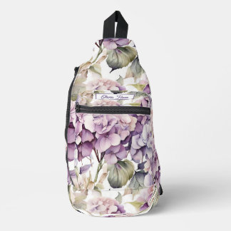 Bandolera Elegantes hortensias acuarela rosa púrpura 