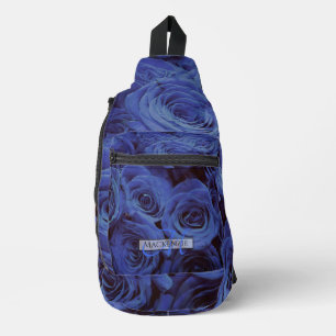 Bandolera Elegantes rosas azul oscuro flores azules florales