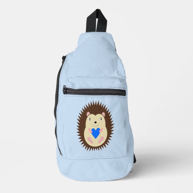 Bandolera Erizo Corazón Azul Niño (Anverso)