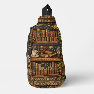 Bandolera Estante de libros celestiales retro amante del caf
