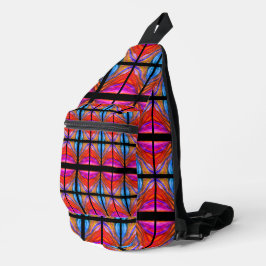 Bandolera Estilo boho rosa caliente y negro
