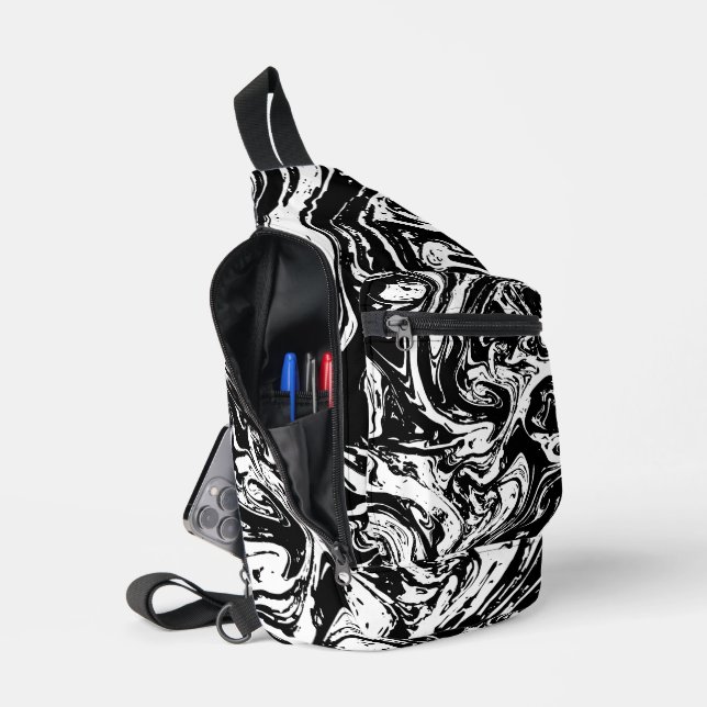 Bandolera Estilo de mármol blanco y negro (Abierto)