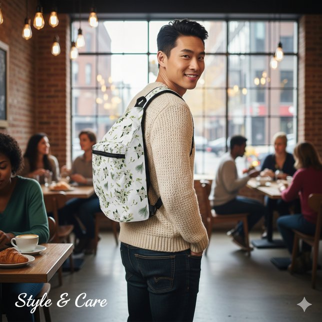 Bandolera Eye-Catching White Green Floral Pattern Stylish (Eye-Catching White Green Floral Pattern Stylish Sling Bag)