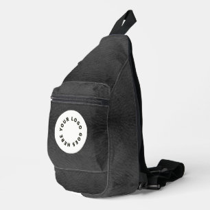 Bandolera Faux Black Leather With Logo