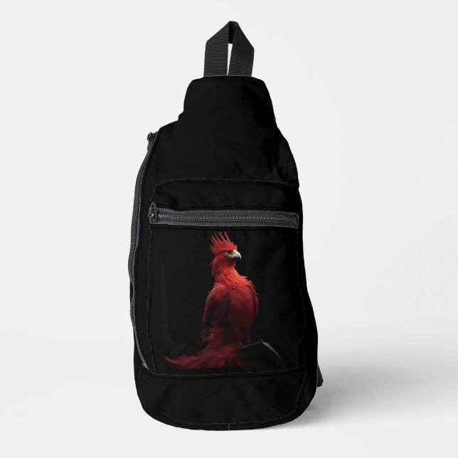 Bandolera Fénix escarlata se sienta orgullosamente (Anverso)